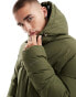 Jack & Jones hooded puffer jacket in khaki