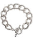 ფოტო #1 პროდუქტის Silver-Tone Pavé Curb Chain Flex Bracelet