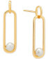 ფოტო #1 პროდუქტის Cultured Freshwater Button Pearl (5mm) Paperclip Drop Earrings in Sterling Silver or 14K Yellow Gold Over Silver