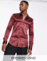 ASOS DESIGN skinny satin shirt in ox blood