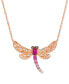 Multi-Gemstone (3/8 ct. t.w.) & Diamond (1/6 ct. t.w.) Dragonfly Pendant Necklace in 14k Rose Gold, 18" + 2" extender