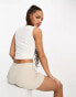 New Look ruched tie side slinky top in white