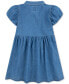 Little Girls Cotton Bubble-Sleeve Shirtdress