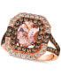 ფოტო #1 პროდუქტის Peach Morganite (1-1/3 ct. t.w.) & Diamond (1-1/4 ct. t.w.) Halo Split Shank Ring in 14k Rose Gold