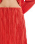 Pieces plisse mini skirt co-ord in radiant red Kariertes Rot, M - EU 38 - фото #4