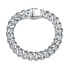 Bold Men's White Gold Plated Curb Chain Bracelet with Iced Out Cubic Zirconia in Sterling Silver