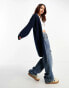 ASOS DESIGN edge to edge chunky cardigan in navy