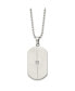 Фото #2 товара Chisel brushed and Polished with CZ Dog Tag on a Ball Chain Necklace