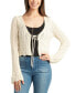 ფოტო #1 პროდუქტის Juniors' Bell-Sleeve Crocheted Tie-Front Cardigan