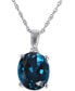 ფოტო #1 პროდუქტის London Blue Topaz (3-3/4 ct. t.w.) & Diamond Accent 18" Pendant Necklace in 14k White Gold