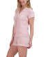 Women's Short Sleeve Notch Collar Top and Shorts 2 Piece Pajama Set