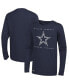 ფოტო #1 პროდუქტის Men's Navy Dallas Cowboys Side Drill Long Sleeve T-shirt