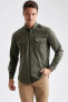 Erkek Khakı Modern Fit Uzun Kollu Oduncu Gömlek S5303AZ20WN