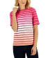 Women's Striped Ombré Short-Sleeve Top, Created for Macy's