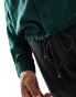 Фото #2 товара ASOS DESIGN boxy oversized shirt with draw tie detailing in dark green