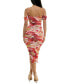 Фото #2 товара Juniors' Floral-Mesh Ruched Asymmetric Midi Dress