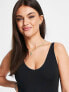 Фото #5 товара Miss Selfridge 2 pack sleeveless voop neck bodysuit in black and white