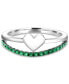 ფოტო #3 პროდუქტის Emerald & Polished Heart Split Shank Ring (3/8 ct. t.w.) in Sterling Silver (Also in Ruby)