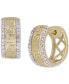 ფოტო #1 პროდუქტის Men's Diamond Greek Key Small Huggie Hoop Earrings (1/5 ct. t.w.) in 10k Gold, 0.5"