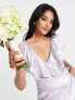 Topshop – Bridesmaid – Brautjungfern-Wickelkleid aus Satin in Flieder mit Rüschen