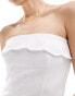 Фото #4 товара Abercrombie & Fitch linen blend midi strapless dress with scallop edge in white