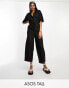 ASOS DESIGN Tall oversized tie waist shirt jumpsuit in black