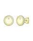 ფოტო #1 პროდუქტის 14k Yellow Gold Plated with Cubic Zirconia Pave Button Stud Earrings