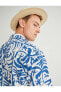 Фото #1 товара Hawaii Gömlek Kısa Kollu Palmiye Desenli Düğmeli Yaka Detaylı Pamuklu