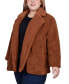 Фото #3 товара Plus Size Long Sleeve Double Breasted Sherpa Jacket