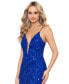 Фото #4 товара Women's Sequined Spaghetti-Strap Illusion-Neck Gown