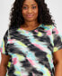 ფოტო #3 პროდუქტის Plus Size Shibori Wave Mesh Short-Sleeve Top, Created for Macy's
