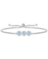 ფოტო #1 პროდუქტის Santa Maria Aquamarine (3/4 ct. t.w.) & Diamond (1/4 ct. t.w.) Trinity Halo Bolo Bracelet in 14k White Gold