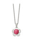 Фото #3 товара Flower Pink Cat's Eye Pendant Cable Chain Necklace