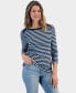Women's Pima Cotton Striped 3/4-Sleeve Top, Created for Macy's