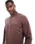 Fred Perry half zip sweatshirt in brown Коричневый, M - фото #2