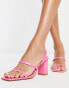 Mango block heeled 3 strap sandal in pink