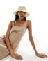 Фото #3 товара Accessorize stripe straw bucket hat in white/natural