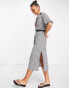 Фото #4 товара ASOS DESIGN short sleeve shirt midi dress with belt in mono check