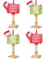 Фото #1 товара Kurt Adler 4Pc Mailboxes With Santa Hat Christmas Ornaments Multicolor