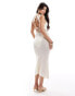 Kaiia knitted sleeveless low back beach dress in cream