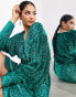 Фото #6 товара ASOS EDITION sequin wrap mini dress in teal green
