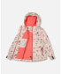 ფოტო #2 პროდუქტის Baby Girl Two Piece Hooded Coat And Pant Mid-Season Set Ivory Printed Flowers Coral - Infant