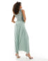 Vila Bridesmaid lace and tulle maxi dress in sage green