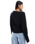 Stradivarius STR slouchy v neck top in black