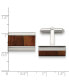 ფოტო #2 პროდუქტის Stainless Steel Polished Koa Wood Inlay Rectangle Cufflinks