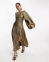 Фото #1 товара ASOS DESIGN one shoulder metallic shirred maxi dress in gold