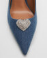 Фото #5 товара Women's Rhinestone Detail Denim Shoes