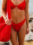 Фото #3 товара South Beach X Miss Molly crinkle high leg bikini bottom in burnt orange