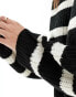 JDY knitted crew neck jumper in beige & black stripe