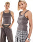 Reclaimed Vintage unisex shrunken ribbed vest in washed charcoal Черный, M - EU 38 - фото #3